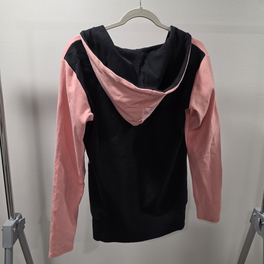 AMPERSAND AVE Pink and Black Quarter Zip-Up Hoodie - Picture 3 of 5